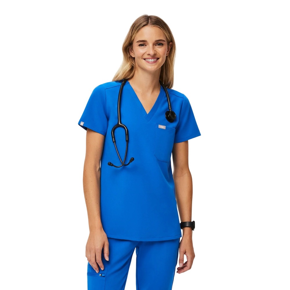 FIGS Technical Collection Casma V-Neck Scrub Top Royal Blue XXS